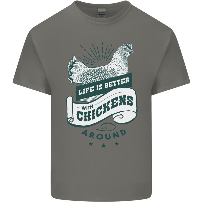 Life is Better With Chickens Around Farming Kids T-Shirt Childrens Charcoal
