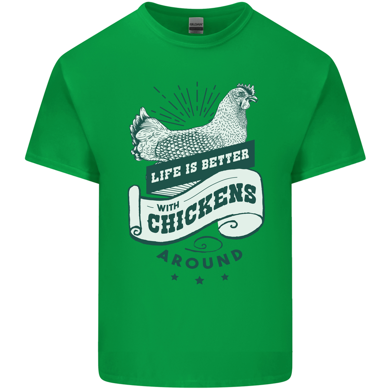Life is Better With Chickens Around Farming Kids T-Shirt Childrens Irish Green