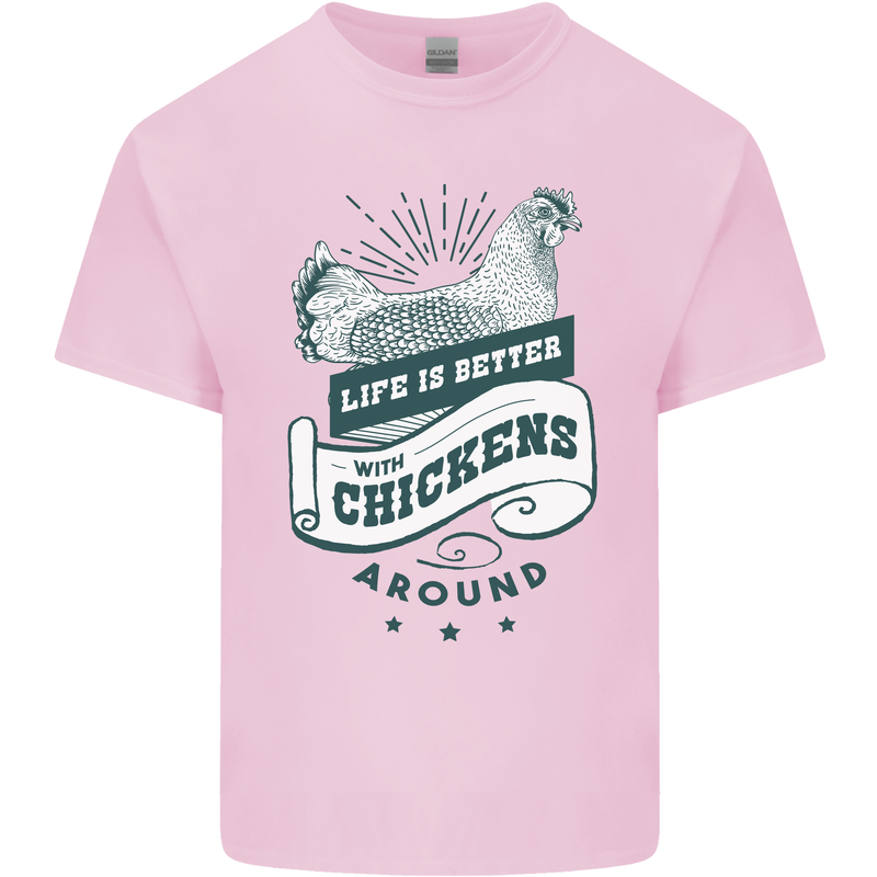 Life is Better With Chickens Around Farming Kids T-Shirt Childrens Light Pink