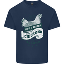 Life is Better With Chickens Around Farming Kids T-Shirt Childrens Navy Blue
