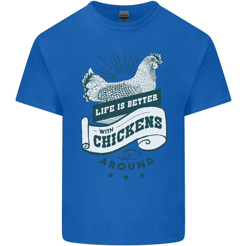 Life is Better With Chickens Around Farming Kids T-Shirt Childrens Royal Blue