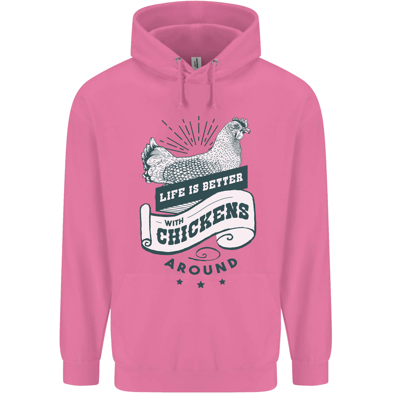Life is Better With Chickens Around Farming Mens 80% Cotton Hoodie Azelea