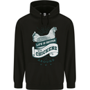 Life is Better With Chickens Around Farming Mens 80% Cotton Hoodie Black