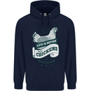 Life is Better With Chickens Around Farming Mens 80% Cotton Hoodie Navy Blue