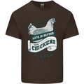 Life is Better With Chickens Around Farming Mens Cotton T-Shirt Tee Top Dark Chocolate