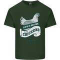 Life is Better With Chickens Around Farming Mens Cotton T-Shirt Tee Top Forest Green