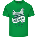 Life is Better With Chickens Around Farming Mens Cotton T-Shirt Tee Top Irish Green