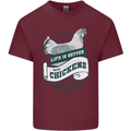 Life is Better With Chickens Around Farming Mens Cotton T-Shirt Tee Top Maroon