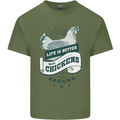 Life is Better With Chickens Around Farming Mens Cotton T-Shirt Tee Top Military Green