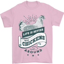 Life is Better With Chickens Around Farming Mens T-Shirt 100% Cotton Light Pink