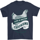 Life is Better With Chickens Around Farming Mens T-Shirt 100% Cotton Navy Blue