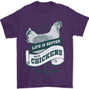 Life is Better With Chickens Around Farming Mens T-Shirt 100% Cotton Purple