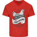 Life is Better With Chickens Around Farming Mens V-Neck Cotton T-Shirt Red