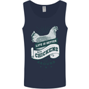 Life is Better With Chickens Around Farming Mens Vest Tank Top Navy Blue