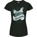Life is Better With Chickens Around Farming Womens Petite Cut T-Shirt Black