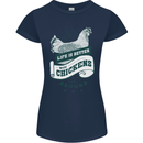 Life is Better With Chickens Around Farming Womens Petite Cut T-Shirt Navy Blue