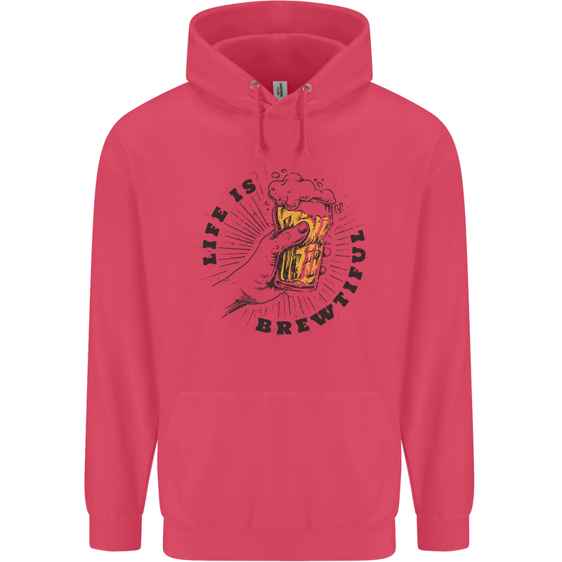 Life is Brewtiful Beer Alcohol Larger Childrens Kids Hoodie Heliconia