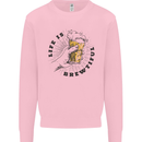 Life is Brewtiful Beer Alcohol Larger Kids Sweatshirt Jumper Light Pink