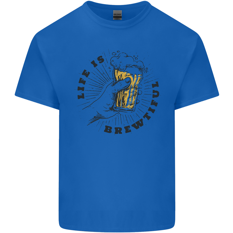 Life is Brewtiful Beer Alcohol Larger Kids T-Shirt Childrens Royal Blue