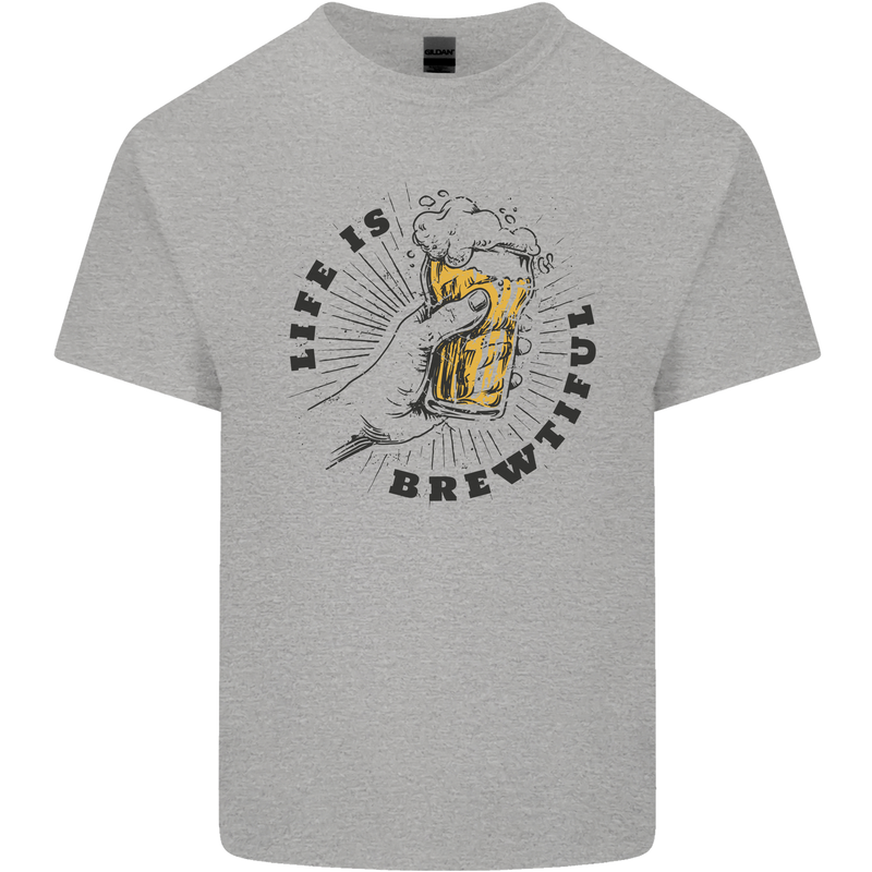 Life is Brewtiful Beer Alcohol Larger Mens Cotton T-Shirt Tee Top Sports Grey