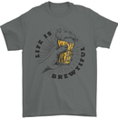 Life is Brewtiful Beer Alcohol Larger Mens T-Shirt 100% Cotton Charcoal