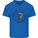 Life is Brewtiful Beer Alcohol Larger Mens V-Neck Cotton T-Shirt Royal Blue