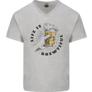 Life is Brewtiful Beer Alcohol Larger Mens V-Neck Cotton T-Shirt Sports Grey