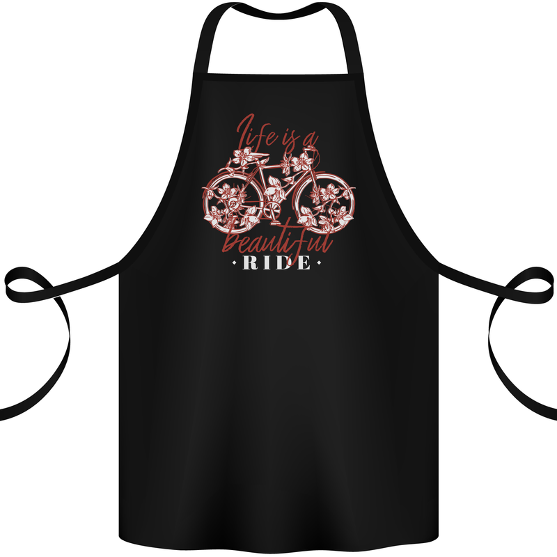 Life is a Beautiful Ride Cycling Bicycle Cotton Apron 100% Organic Black
