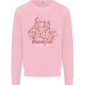Life is a Beautiful Ride Cycling Bicycle Kids Sweatshirt Jumper Light Pink