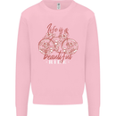 Life is a Beautiful Ride Cycling Bicycle Kids Sweatshirt Jumper Light Pink
