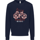 Life is a Beautiful Ride Cycling Bicycle Kids Sweatshirt Jumper Navy Blue