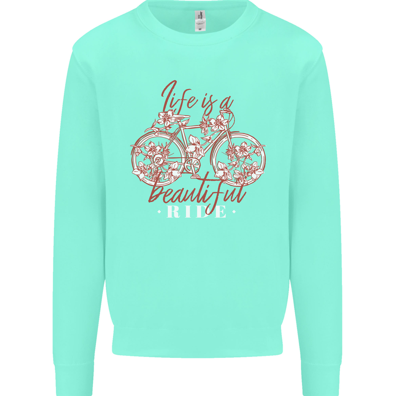 Life is a Beautiful Ride Cycling Bicycle Kids Sweatshirt Jumper Peppermint