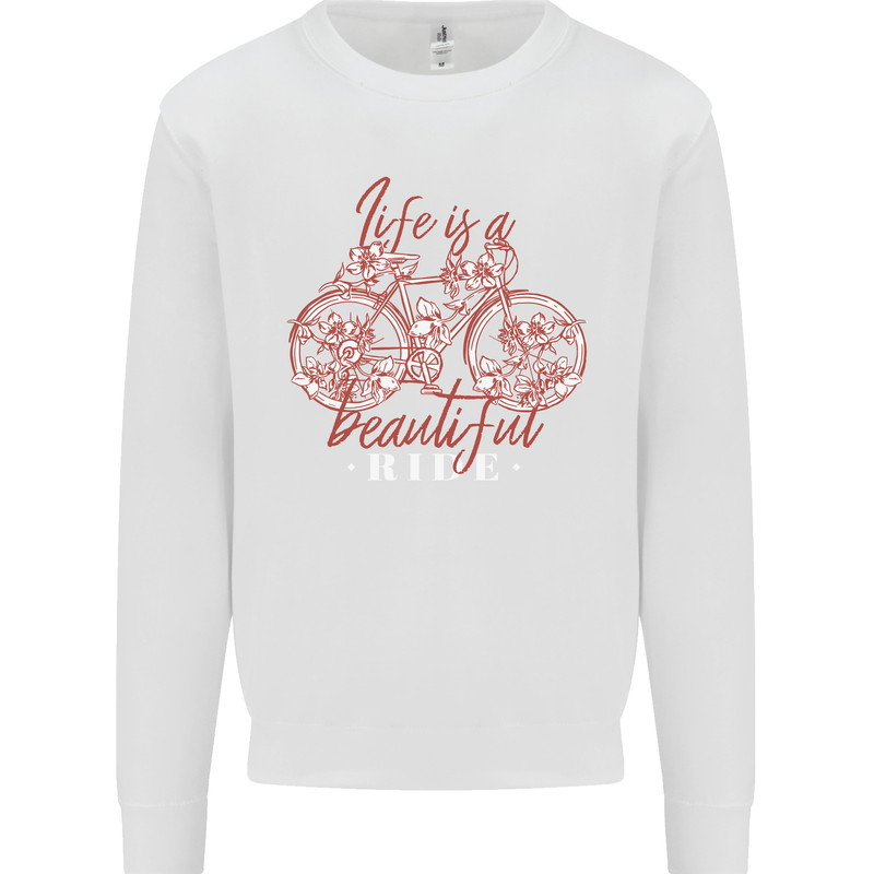 Life is a Beautiful Ride Cycling Bicycle Kids Sweatshirt Jumper White