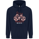 Life is a Beautiful Ride Cycling Bicycle Mens 80% Cotton Hoodie Navy Blue