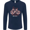 Life is a Beautiful Ride Cycling Bicycle Mens Long Sleeve T-Shirt Navy Blue