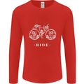 Life is a Beautiful Ride Cycling Bicycle Mens Long Sleeve T-Shirt Red