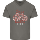 Life is a Beautiful Ride Cycling Bicycle Mens V-Neck Cotton T-Shirt Charcoal