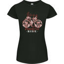 Life is a Beautiful Ride Cycling Bicycle Womens Petite Cut T-Shirt Black