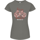 Life is a Beautiful Ride Cycling Bicycle Womens Petite Cut T-Shirt Charcoal