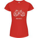 Life is a Beautiful Ride Cycling Bicycle Womens Petite Cut T-Shirt Red