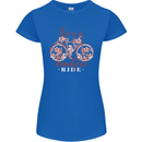 Life is a Beautiful Ride Cycling Bicycle Womens Petite Cut T-Shirt Royal Blue