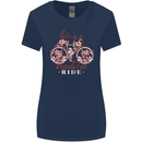 Life is a Beautiful Ride Cycling Bicycle Womens Wider Cut T-Shirt Navy Blue
