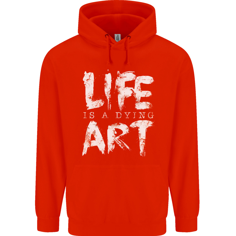 Life is a Dying Art Slogan Pessimist Artist Childrens Kids Hoodie Bright Red
