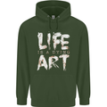 Life is a Dying Art Slogan Pessimist Artist Childrens Kids Hoodie Forest Green