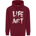 Life is a Dying Art Slogan Pessimist Artist Childrens Kids Hoodie Maroon