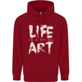 Life is a Dying Art Slogan Pessimist Artist Childrens Kids Hoodie Red