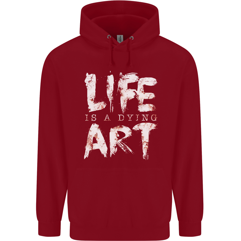 Life is a Dying Art Slogan Pessimist Artist Childrens Kids Hoodie Red