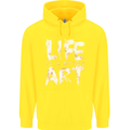 Life is a Dying Art Slogan Pessimist Artist Childrens Kids Hoodie Yellow