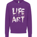 Life is a Dying Art Slogan Pessimist Artist Kids Sweatshirt Jumper Purple