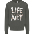 Life is a Dying Art Slogan Pessimist Artist Kids Sweatshirt Jumper Storm Grey